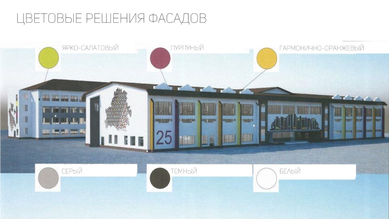 Разработка концепции и оформления фасадов школы №25 (Борисов)